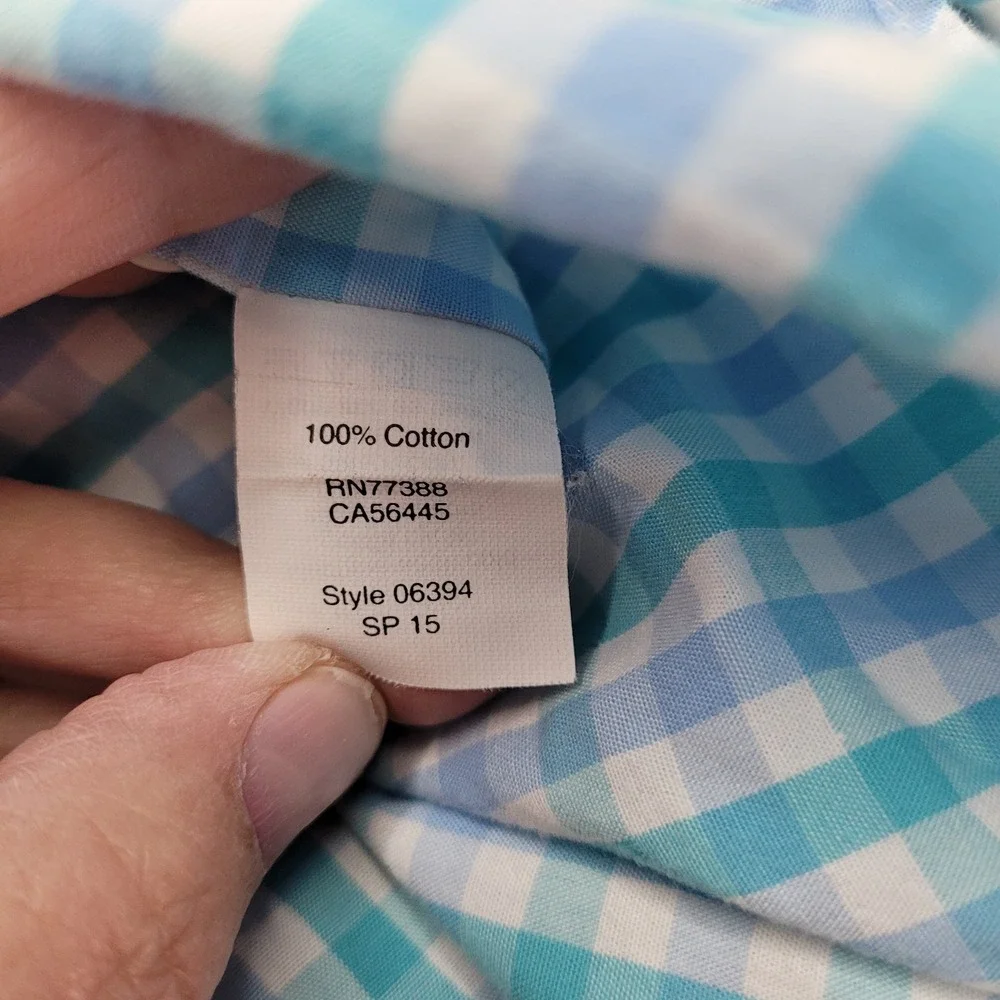 J. Crew Shirt Mens‎ XL Green Blue Gingham Plaid Thompson Long Sleeve